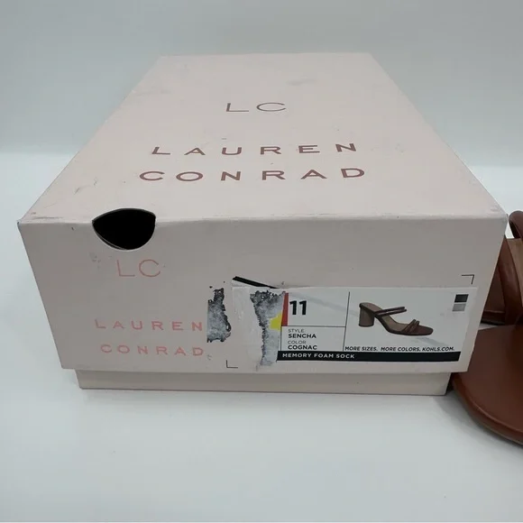 LC Lauren Conrad Sandals Women 11 NEW Brown Strappy Heel Slip On Open Toe - Picture 9 of 9